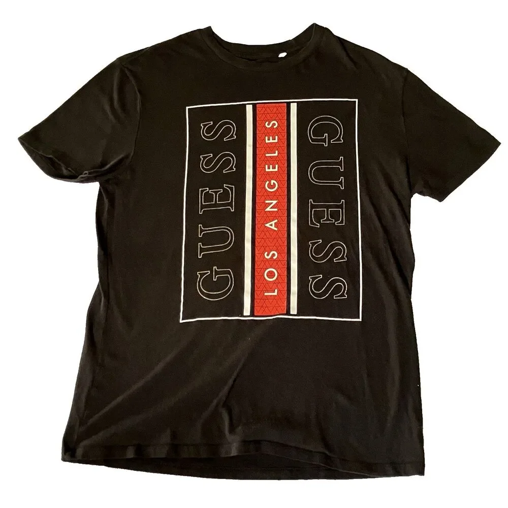 RARE Guess Vtg Y2K T Shirt Los Angeles Single Stitch S Men M L Women Black Retro - Picture 2 of 12